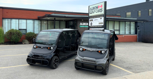 GEM Electric Vehicles at Albion Golf Cars in Toronto Ontario Canada. 2024 GEM e4 and GEM e6